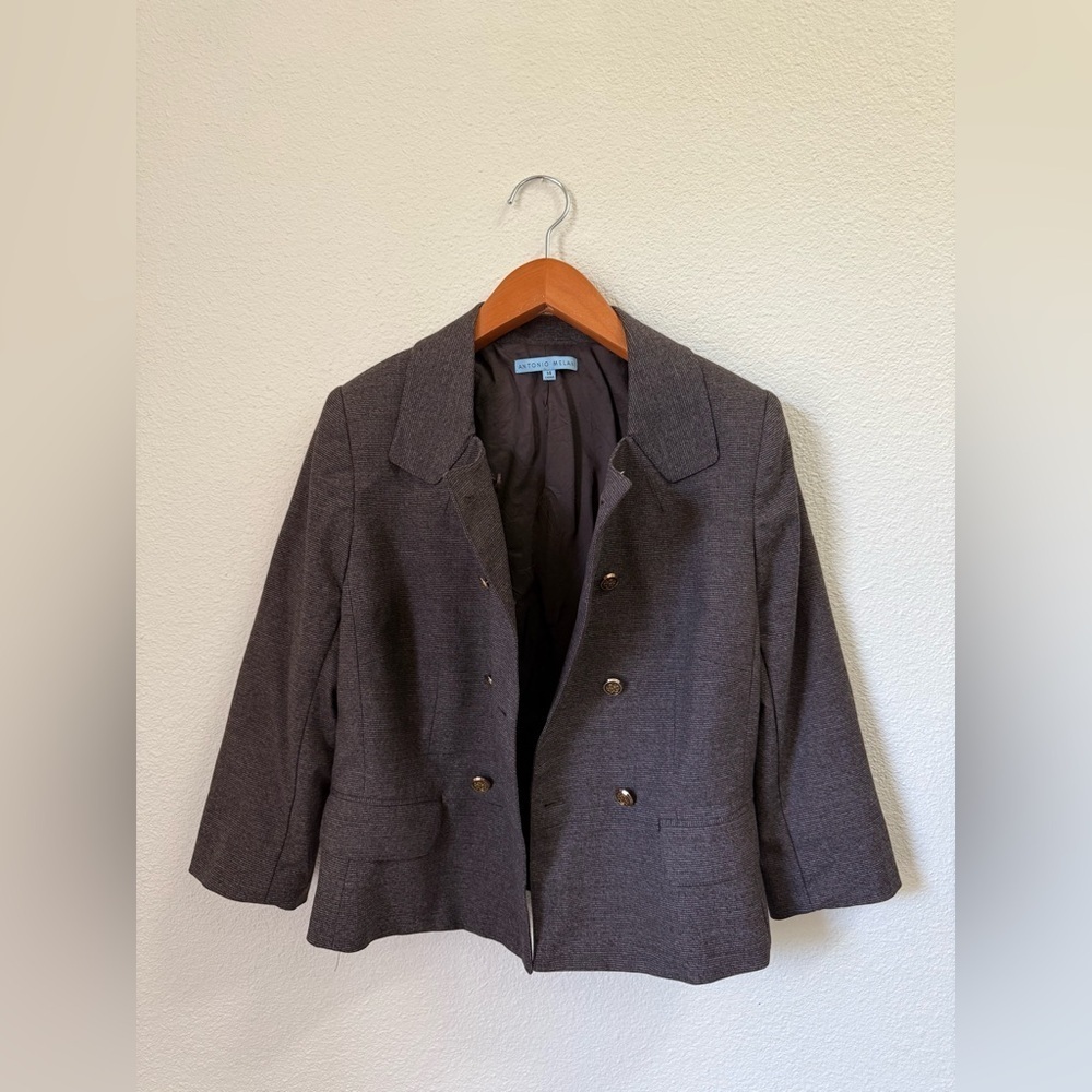 Antonio Melani Beautiful Brown Gold Button Up Blazer Jacket Women’s Size Medium